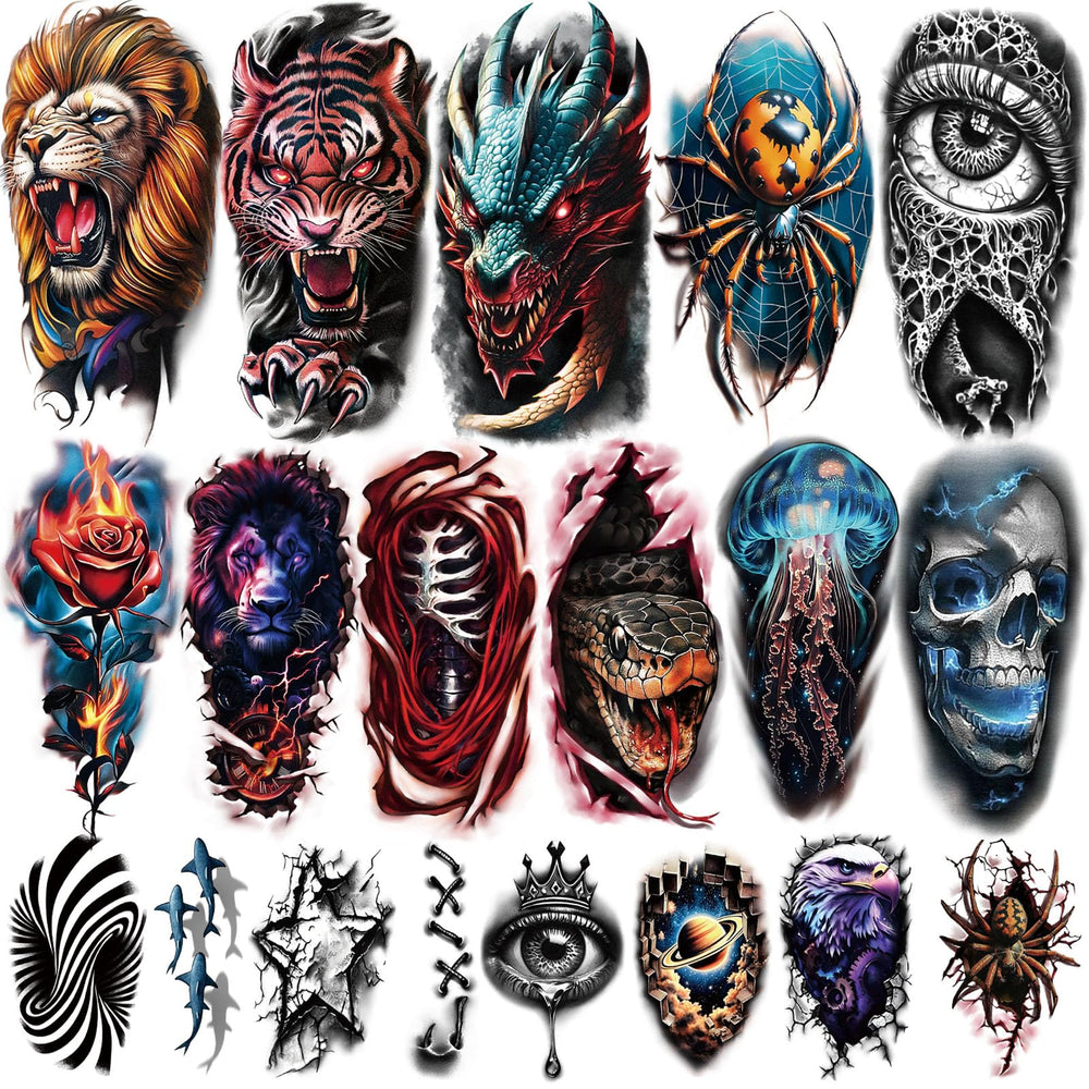 Tatuaje Yazhiji cráneo 3D realista para estilos atrevidos y fiestas