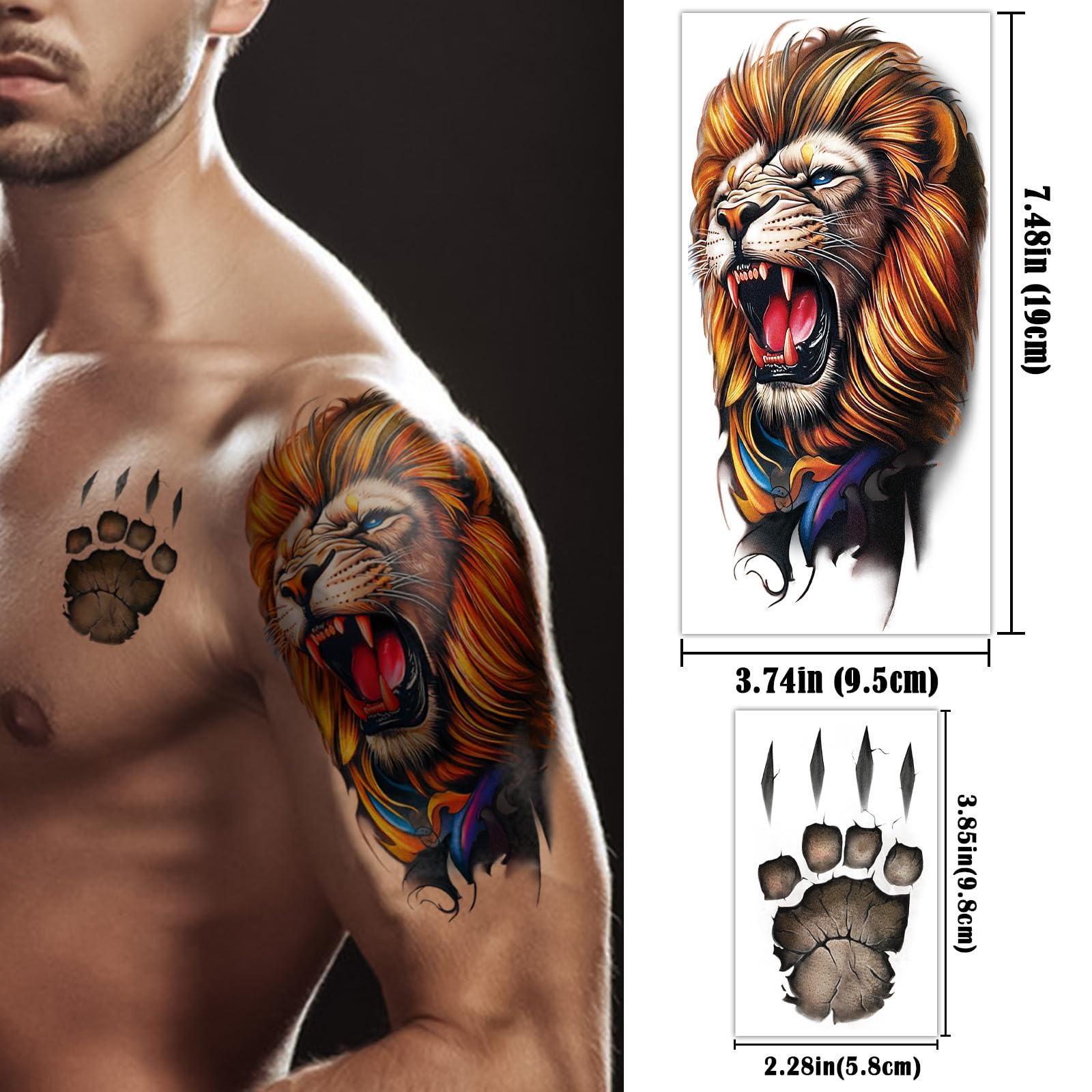 Tatuaje Yazhiji lobo 3D realista, perfecto para cosplay y festivales