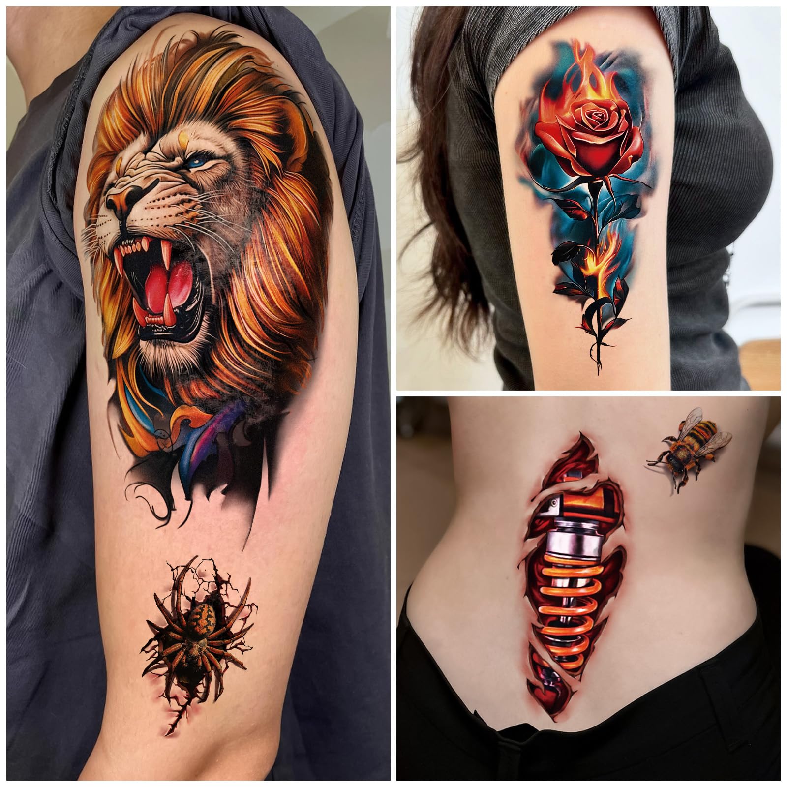 Tatuaje Yazhiji mariposa 3D realista para verano y festivales