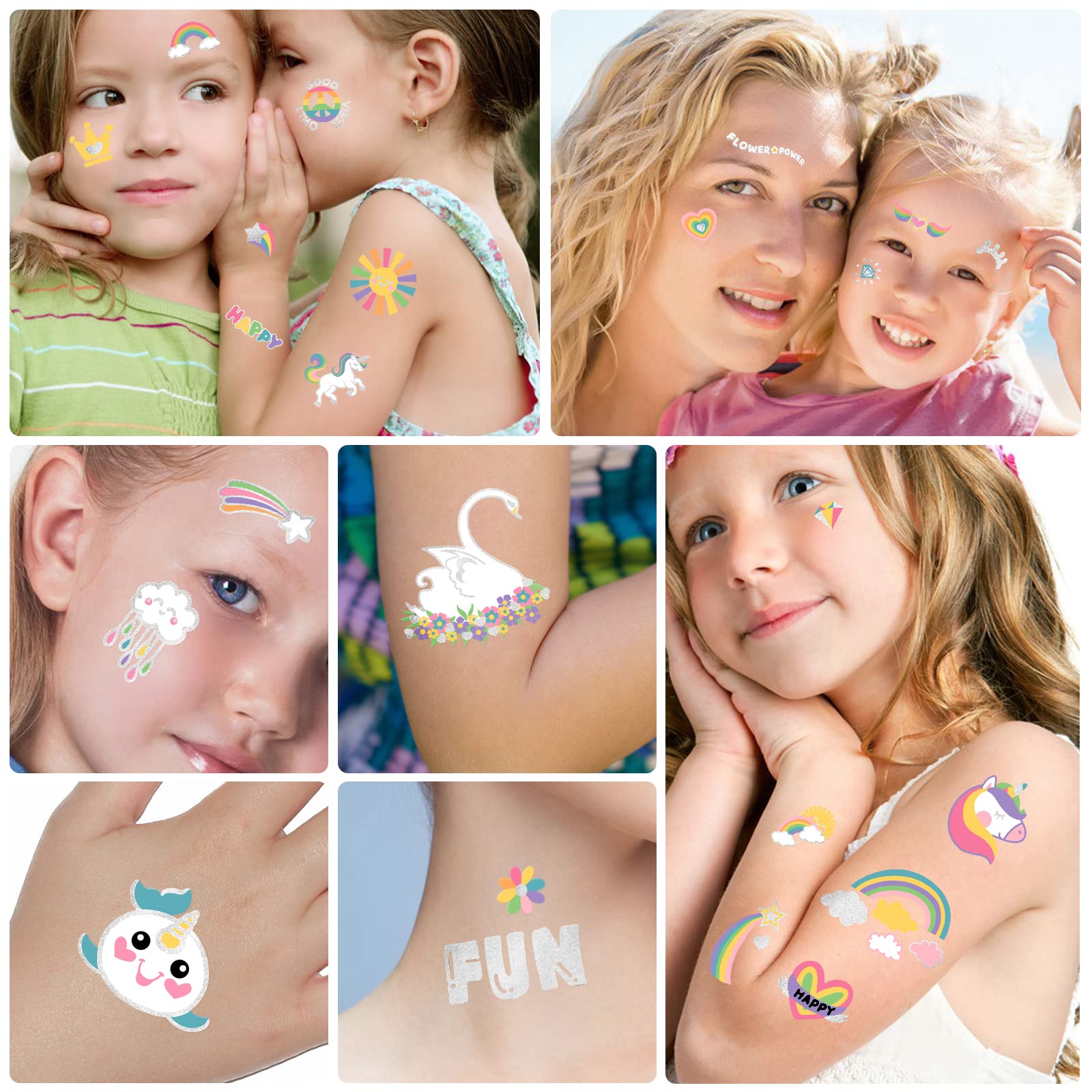Tatuajes Yazhiji coloridos con arcoíris para actividades al aire libre