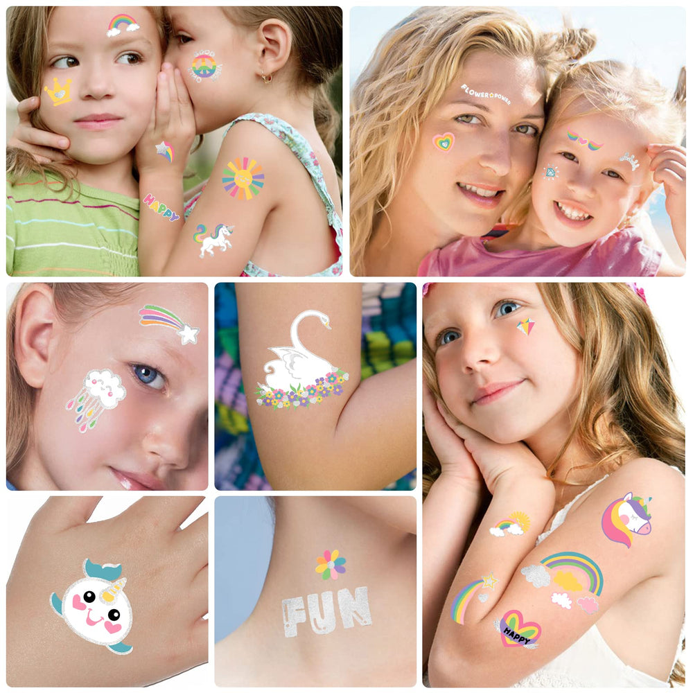 Tatuajes Yazhiji coloridos con arcoíris para actividades al aire libre