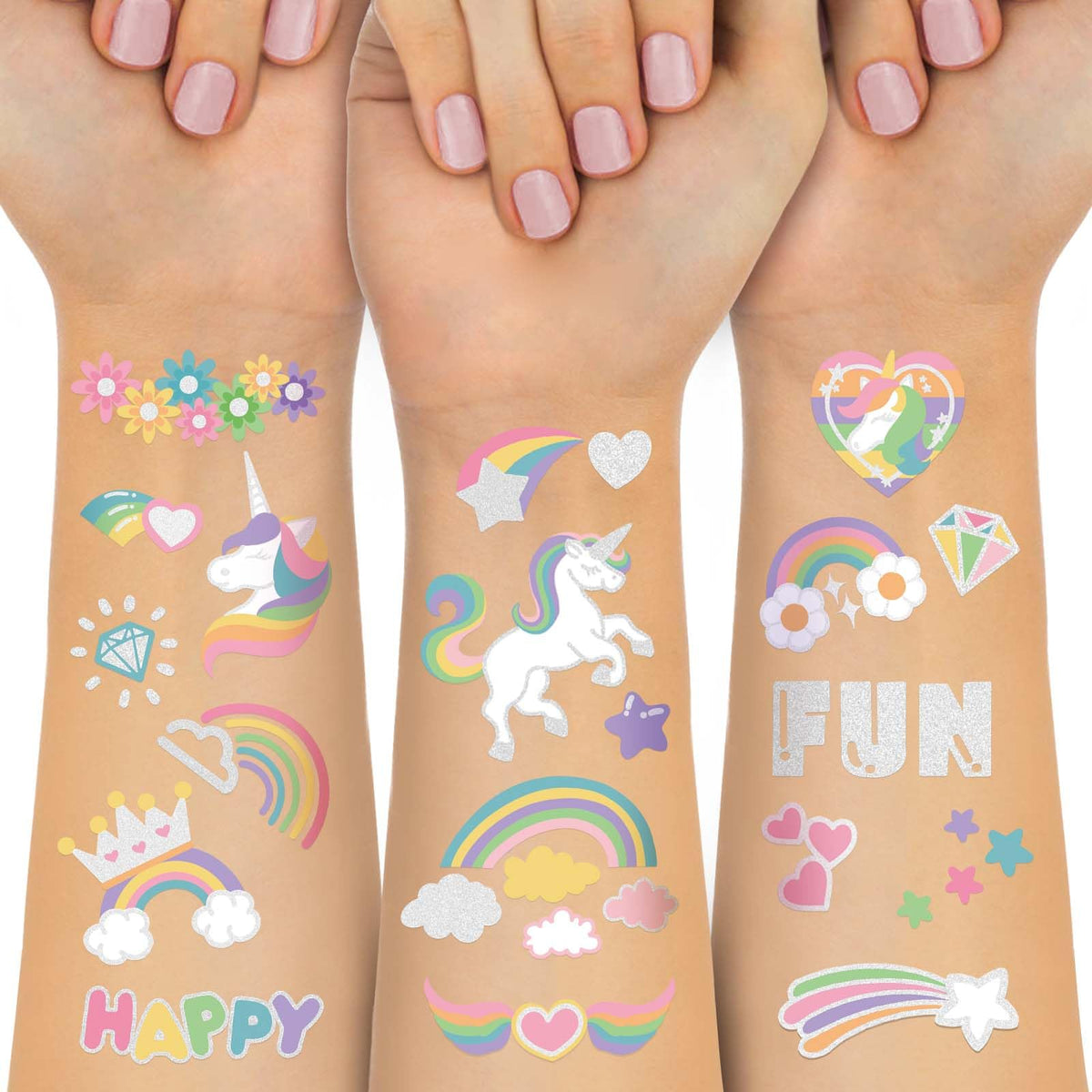 Tatuajes Yazhiji temporales con estrellas y unicornio para fiestas divertidas