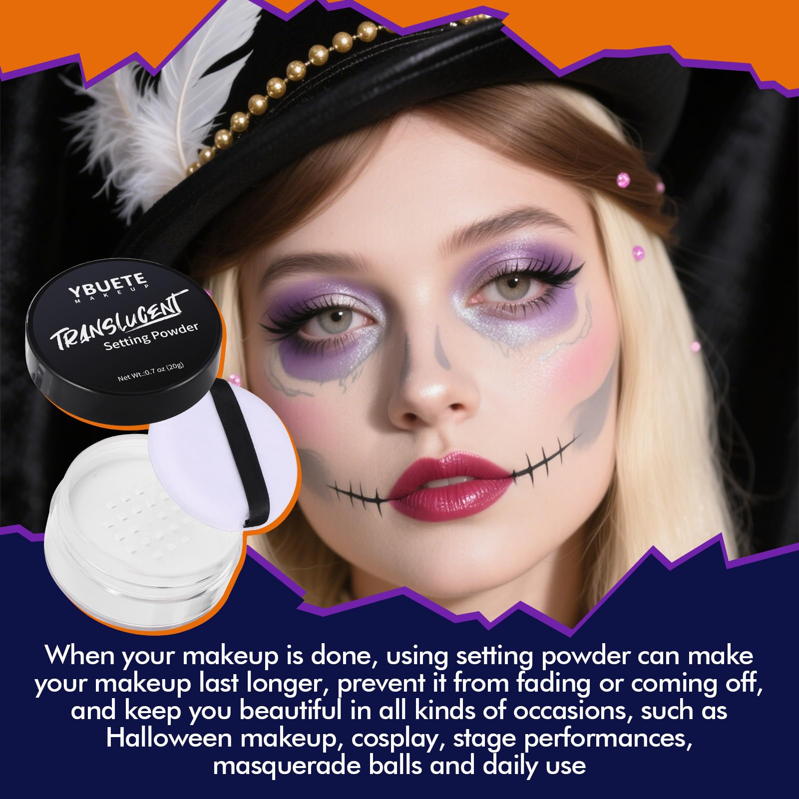 YBUETE Halloween cosplay makeup ready with breathable coverage.