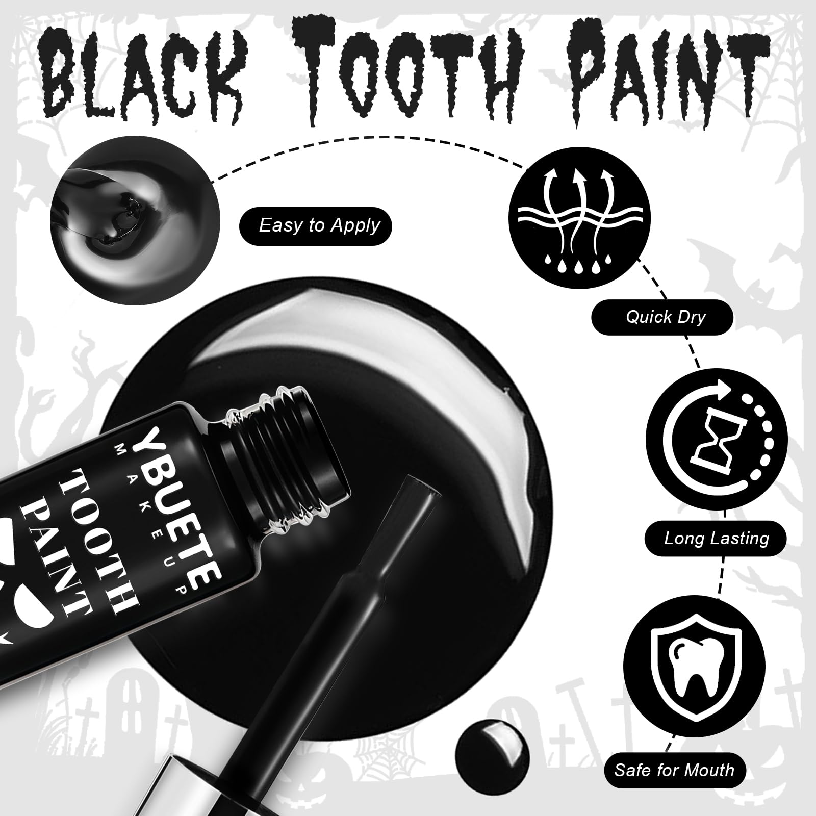 YBUETE pintura dental dientes con muescas, realismo sutil para personajes.