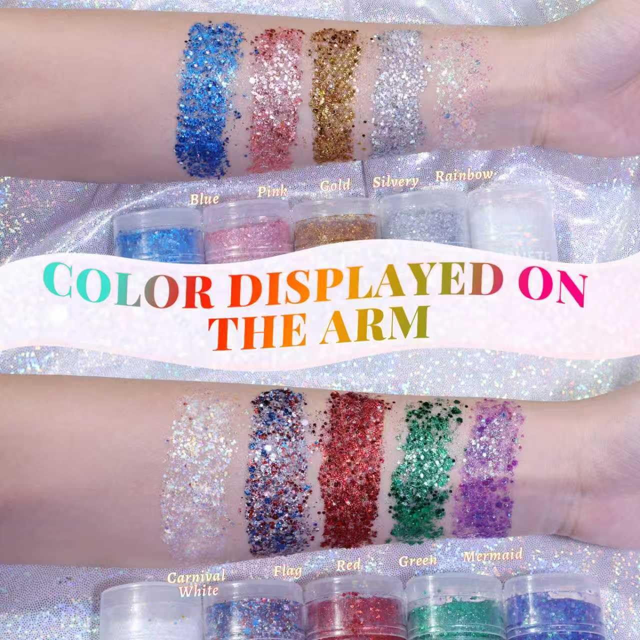 YBUETE Rainbow Glitter Stick applies cheekbone glow with luminous buildable color