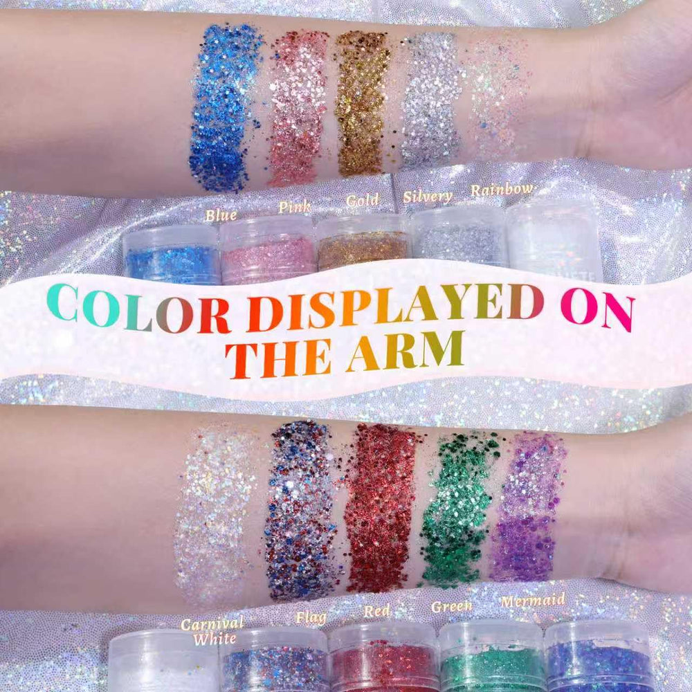 YBUETE Rainbow Glitter Stick applies cheekbone glow with luminous buildable color