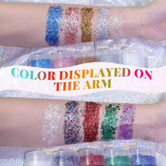 YBUETE Rainbow Glitter Stick applies cheekbone glow with luminous buildable color