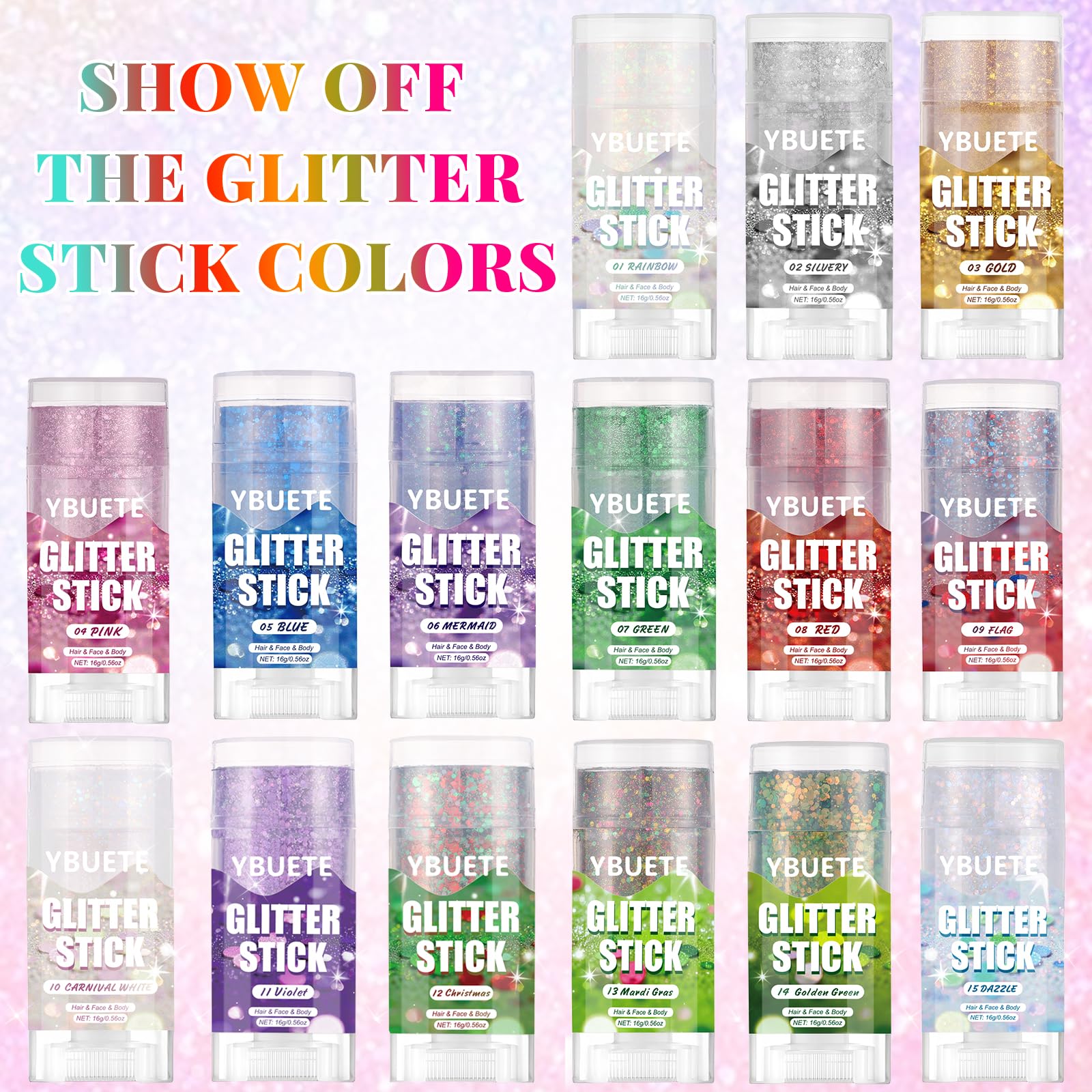 YBUETE Rainbow Glitter Stick adds sparkle to hair and braids with ease