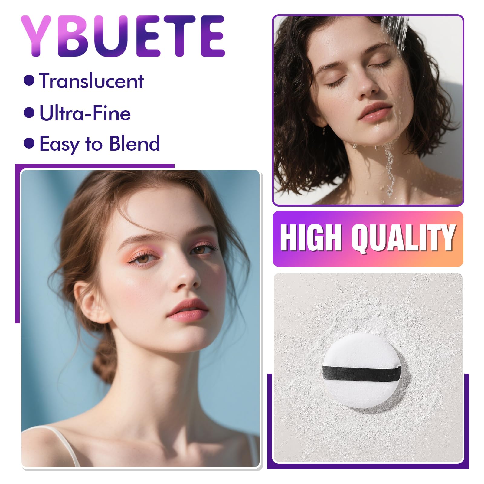 YBUETE talc-free setting powder blends naturally into skin.