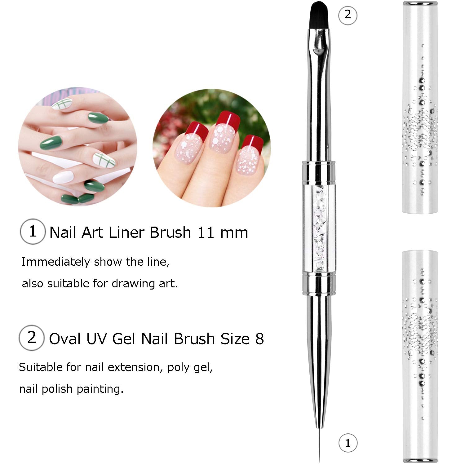 Ycyan dual-ended liner brush 11 mm for details and fine art on nails.