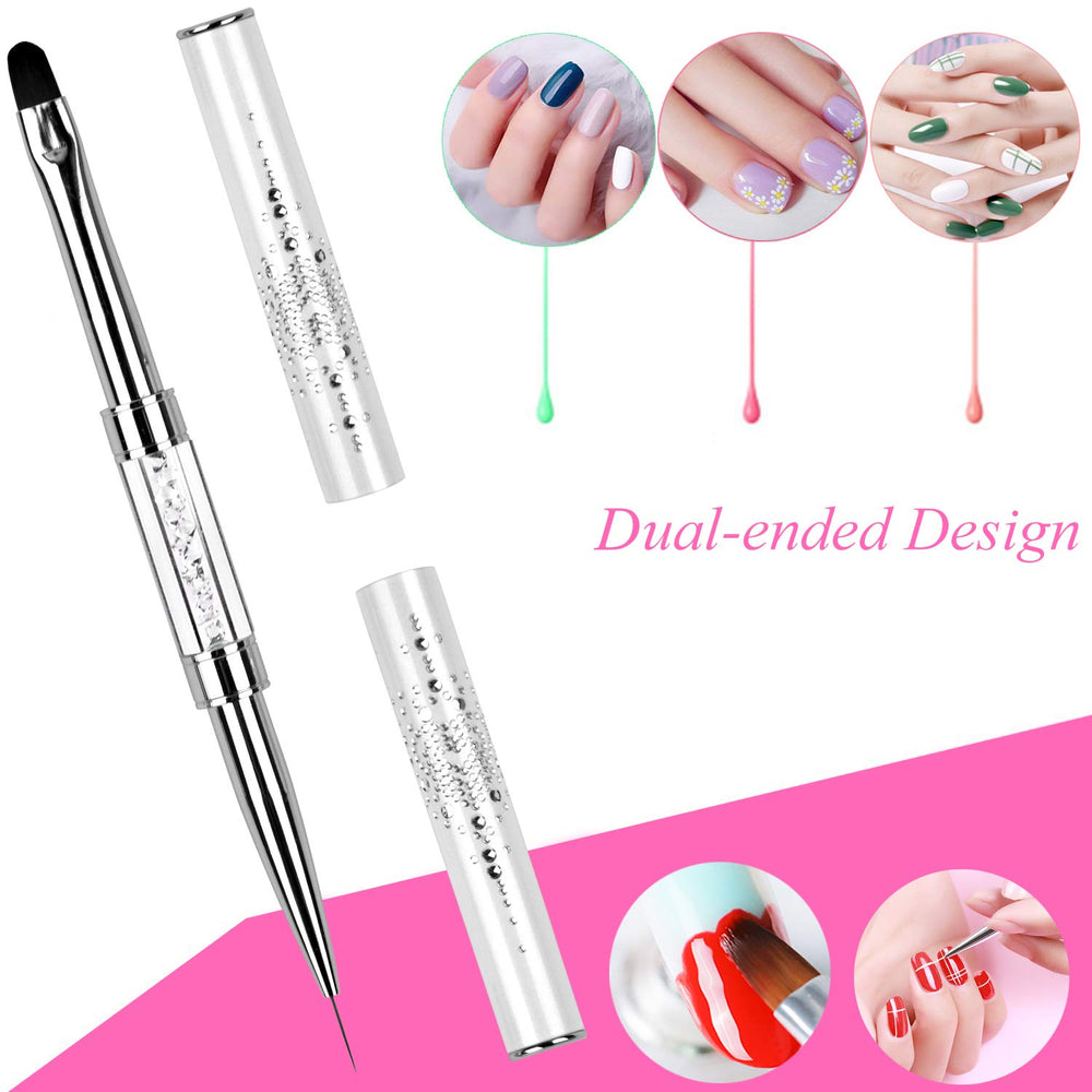 Ycyan nail brush with diamond-accent handle provides comfortable grip.