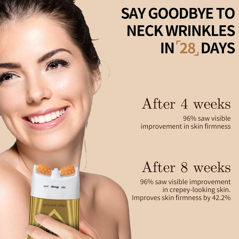 Ycz AH-8 neck and chest cream applied to décolletage for tone improvement.