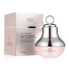Ycz Crema de Ojos con Masaje Eléctrico, botella visible, hidratación suave para ojeras