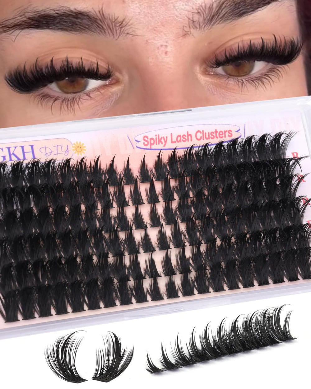 YDAGKH 80D lash clusters with spikes deliver bold cat-eye definition for evenings.