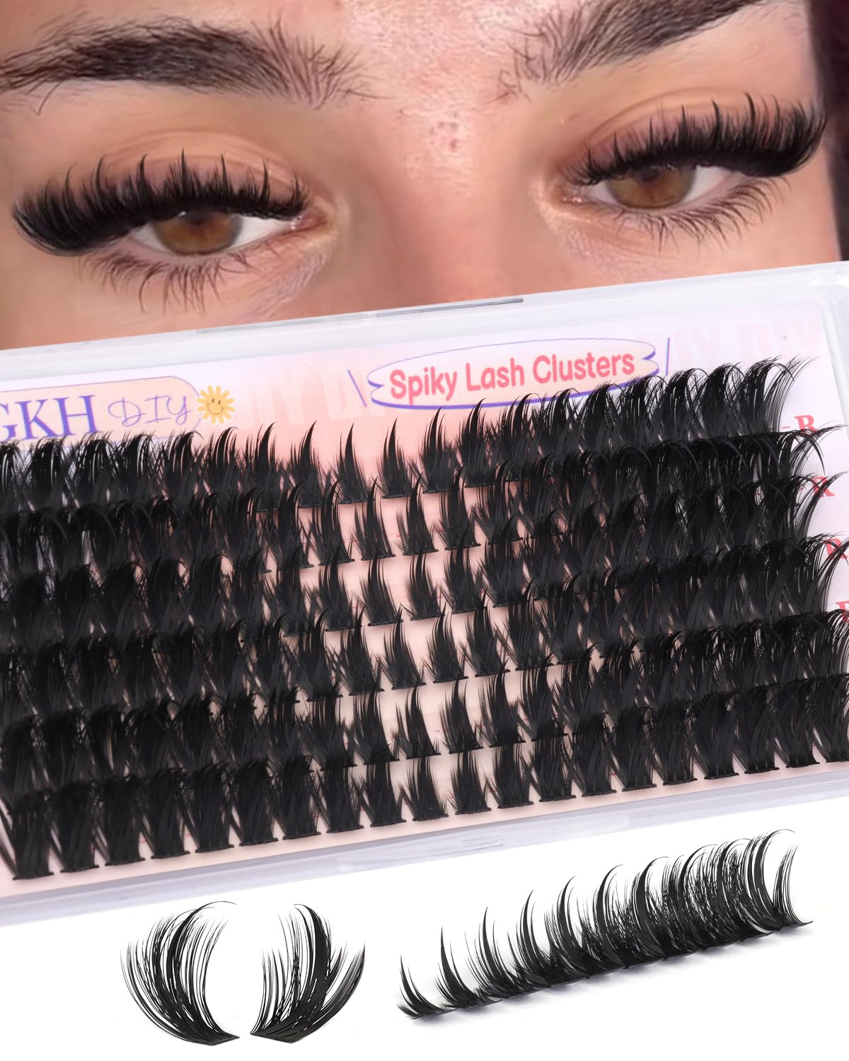 YDAGKH 80D lash clusters with spikes deliver bold cat-eye definition for evenings.