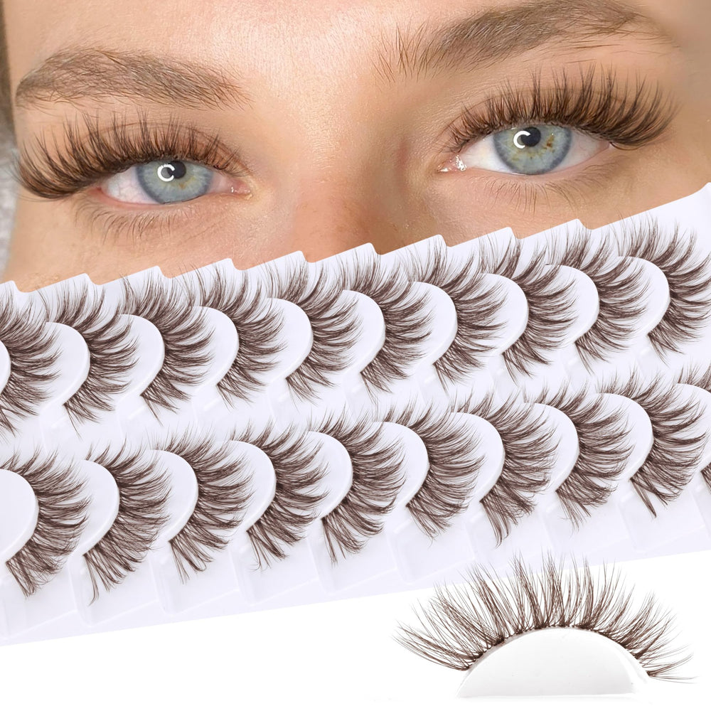 YDAGKH wispy-cat-eye lashes create subtle lift for daily glamour.