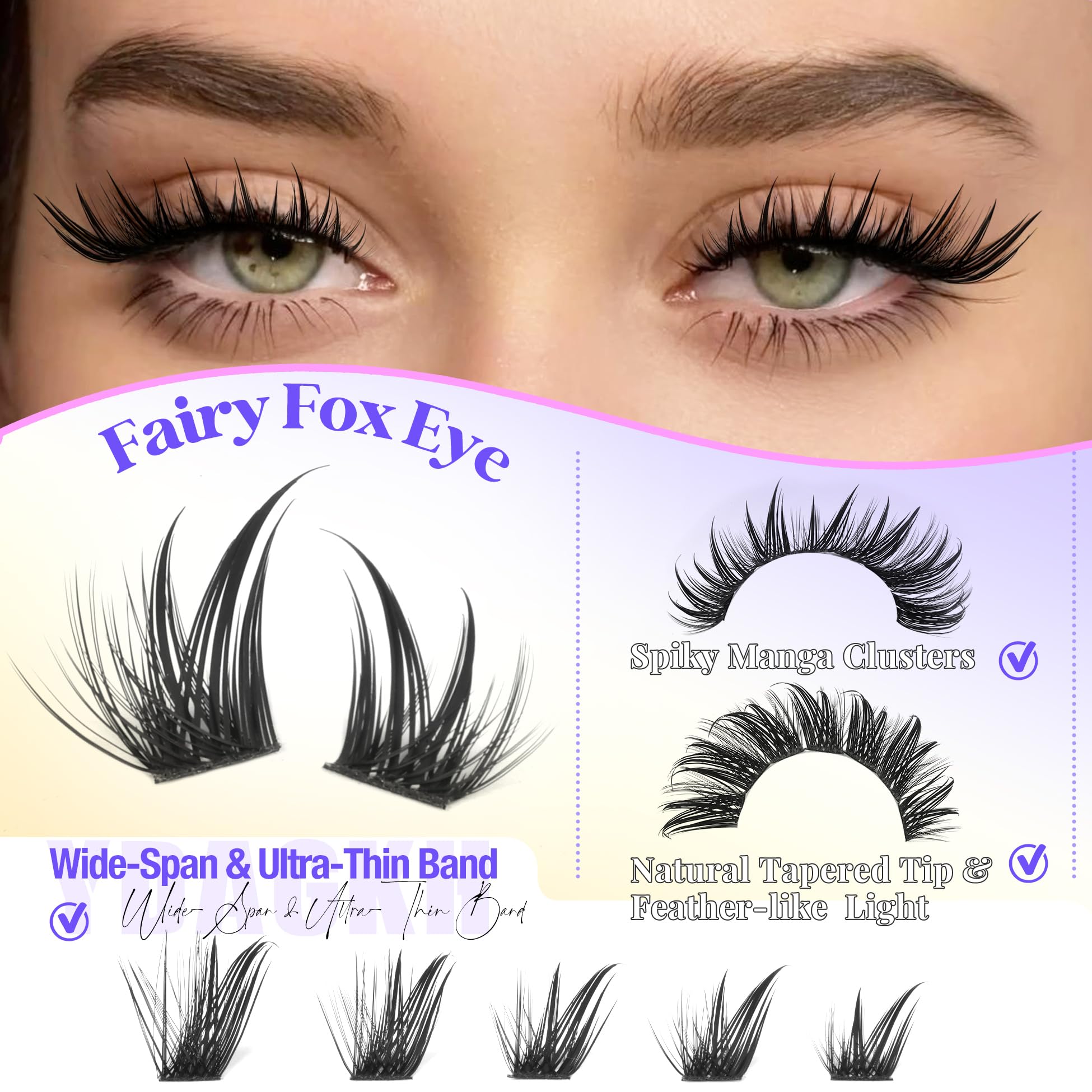 YDAGKH manga lash cluster wispy base for soft, versatile drama