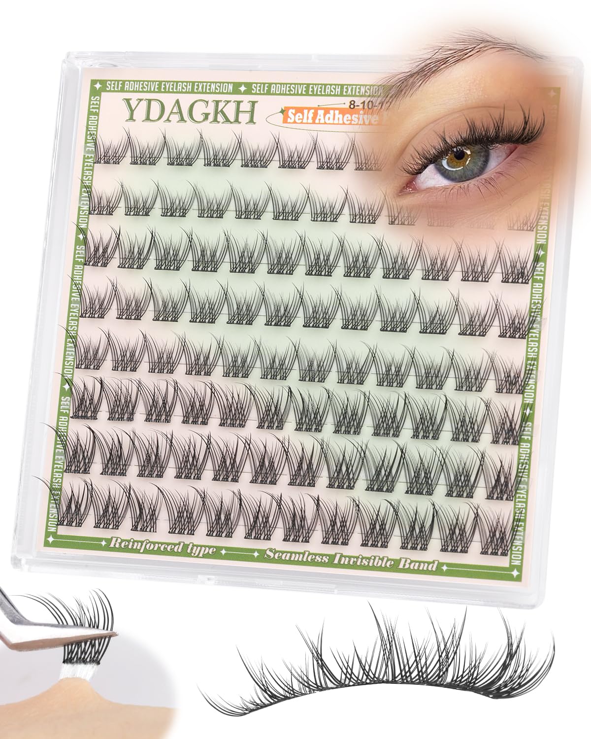 YDAGKH pre-glued lash clusters application for quick beauty routine