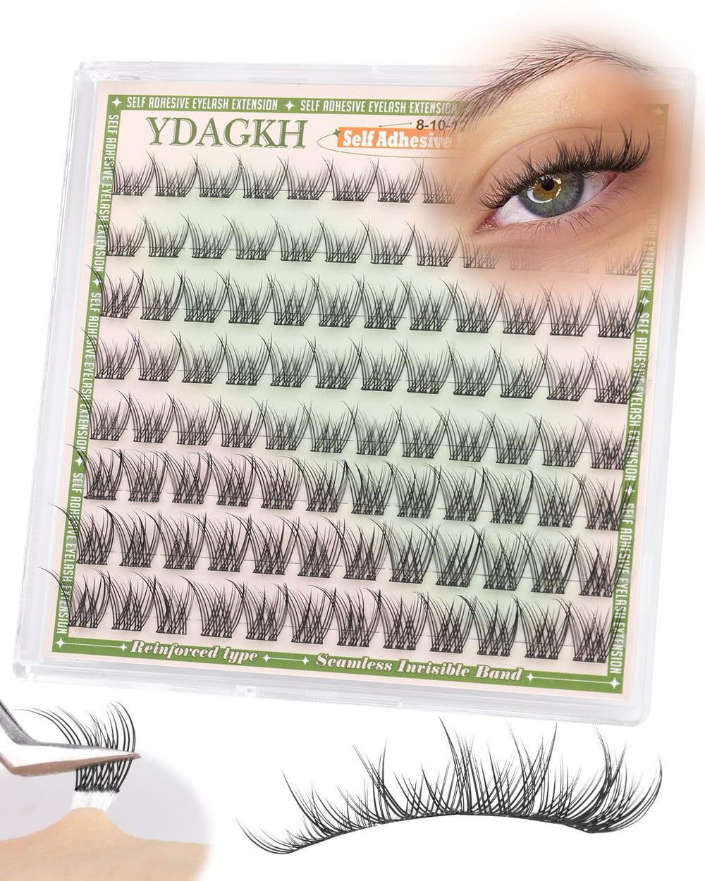 YDAGKH pre-glued lash clusters application for quick beauty routine