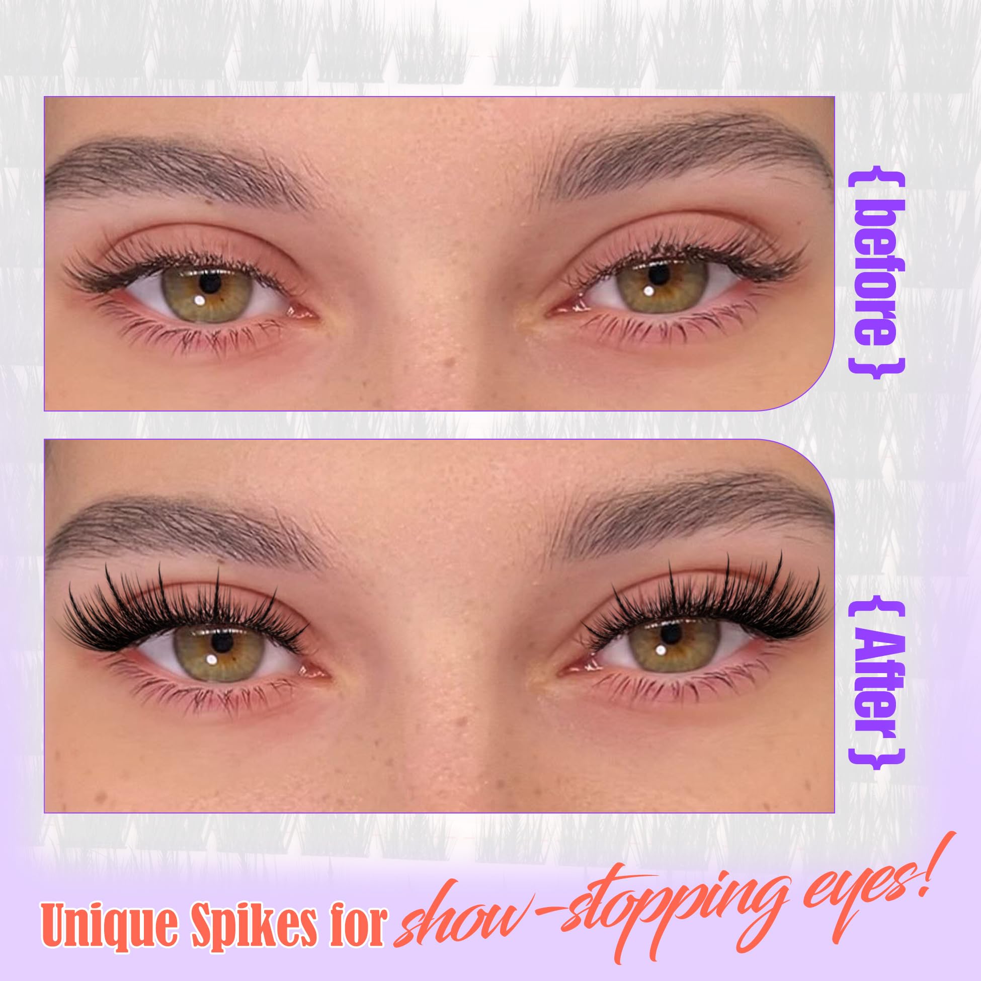YDAGKH Spikes lash clusters diy at home easy application.