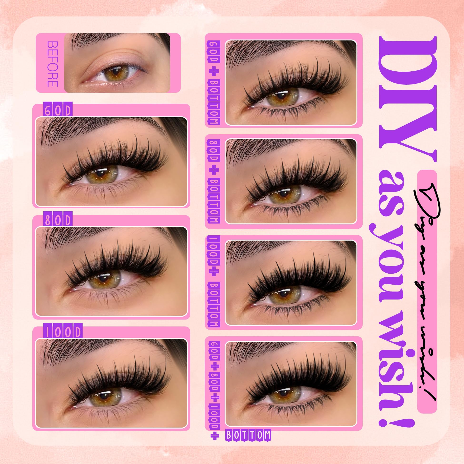 YDAGKH bottom lashes enhance symmetry for a complete eye look