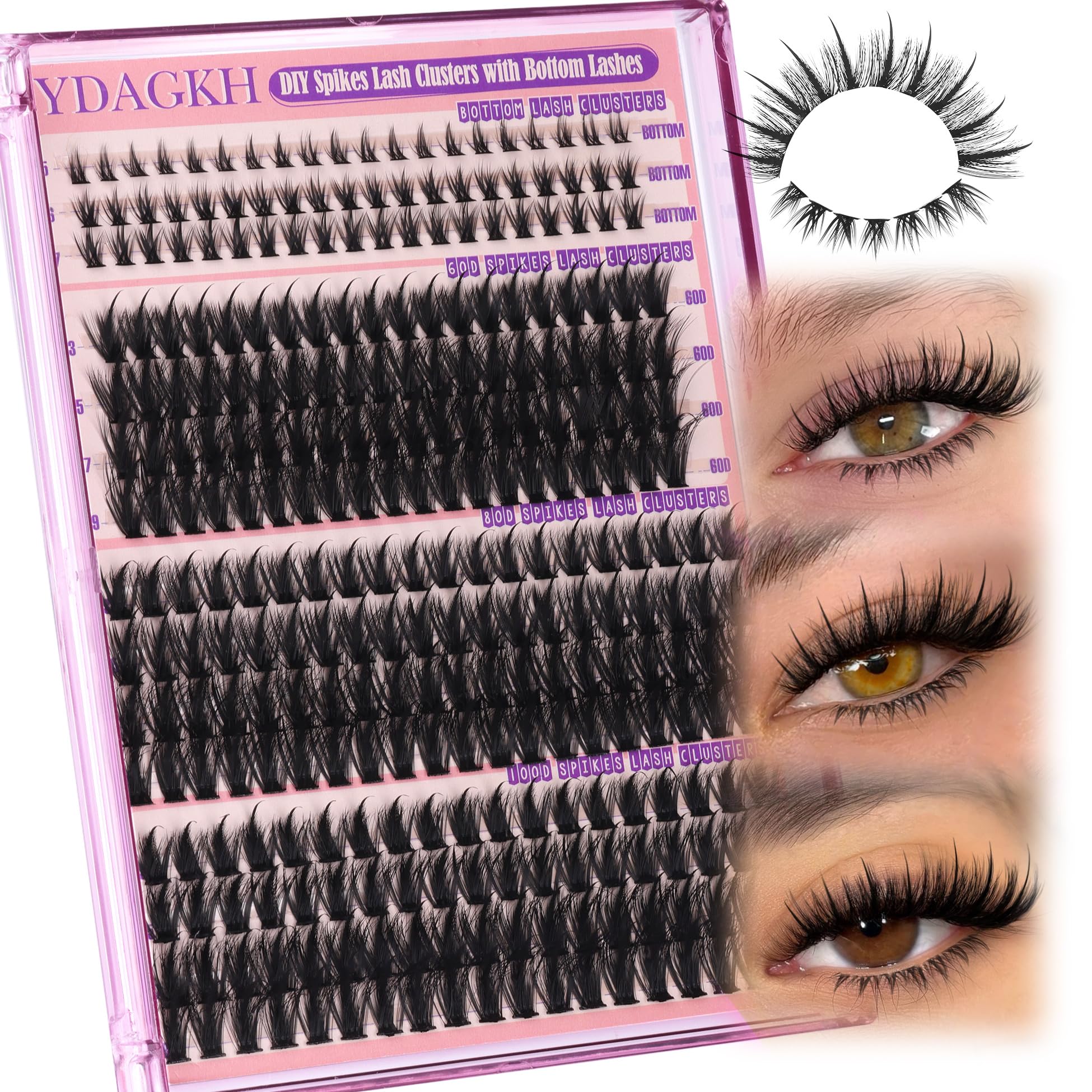YDAGKH clusters provide lightweight flutter and tapered ends for balanced lashes