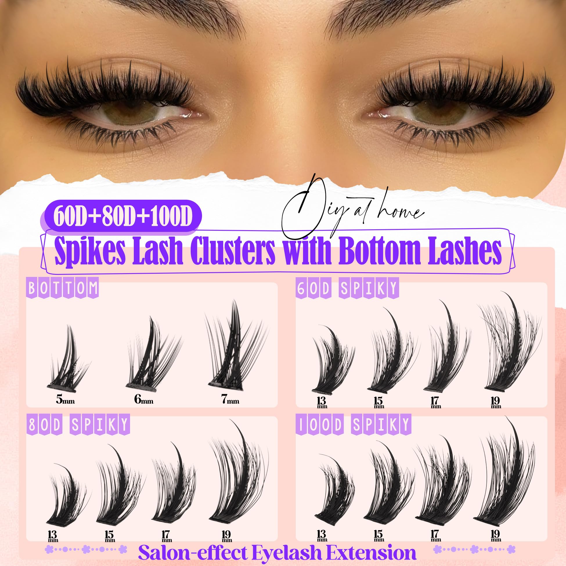 YDAGKH volume lash clusters spikes d-curly extensions for curled definition and edge