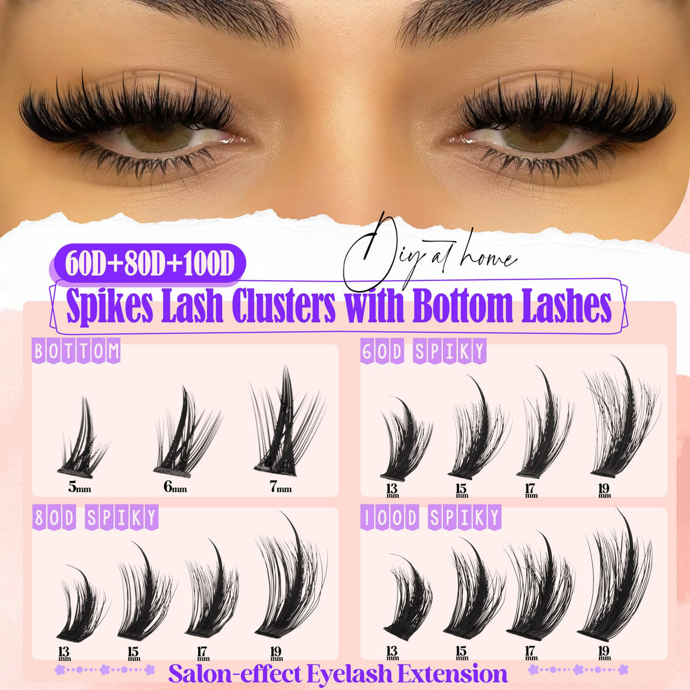 YDAGKH volume lash clusters spikes d-curly extensions for curled definition and edge