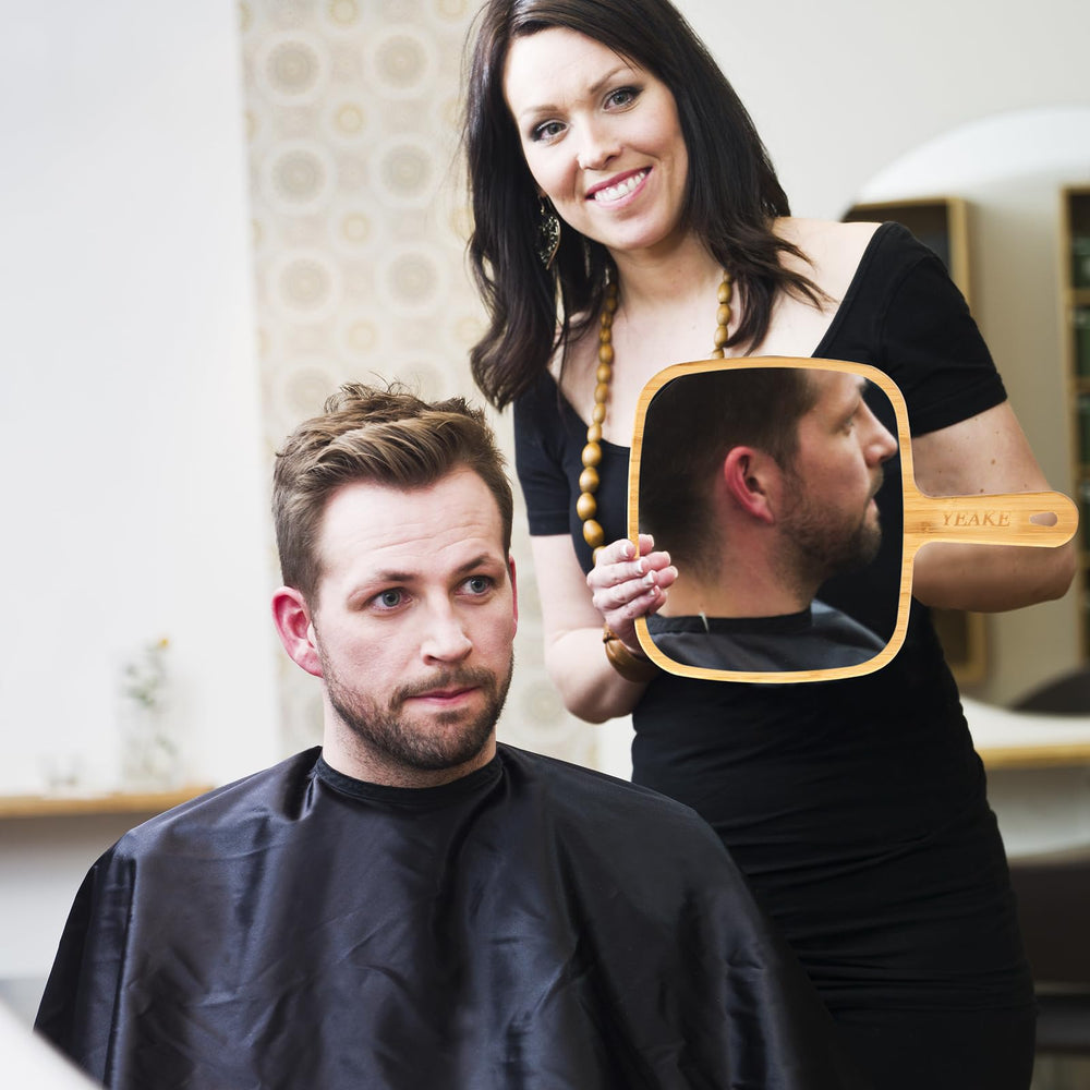 YEAKE modern rectangle bamboo mirror adds stylish salon-worthy aesthetics.