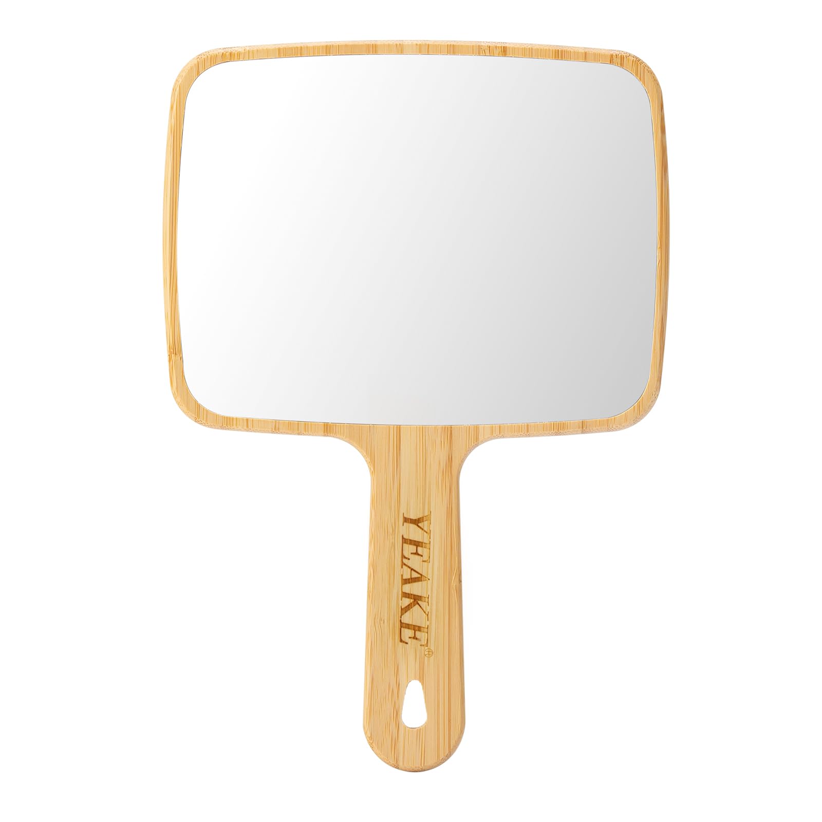 YEAKE hand mirror with natural bamboo handle for durable, stylish grooming