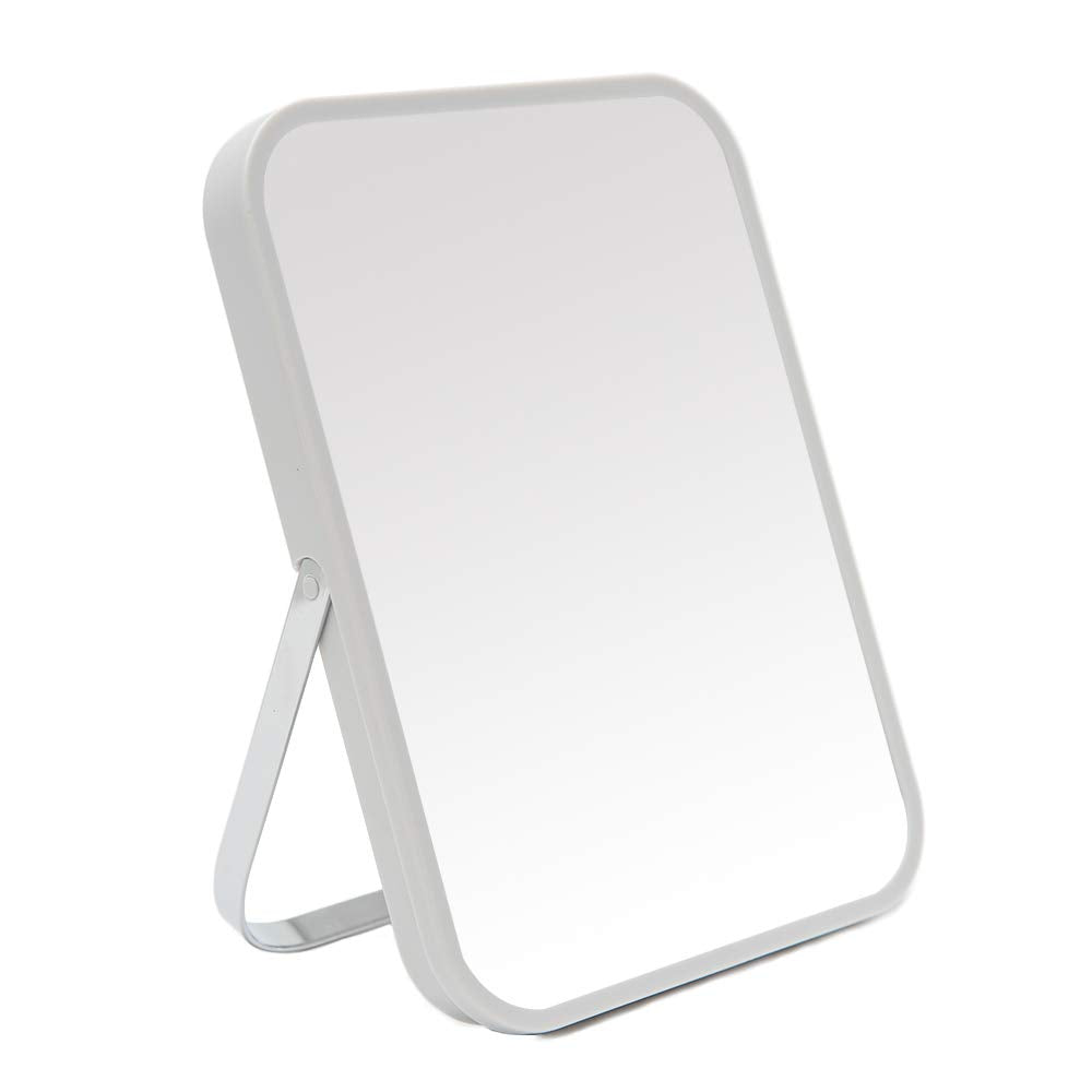 YEAKE 8-Inch folding table mirror with stainless bracket for travel and stability.