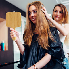 YEAKE travel-friendly, lightweight bamboo mirror fits in a bag