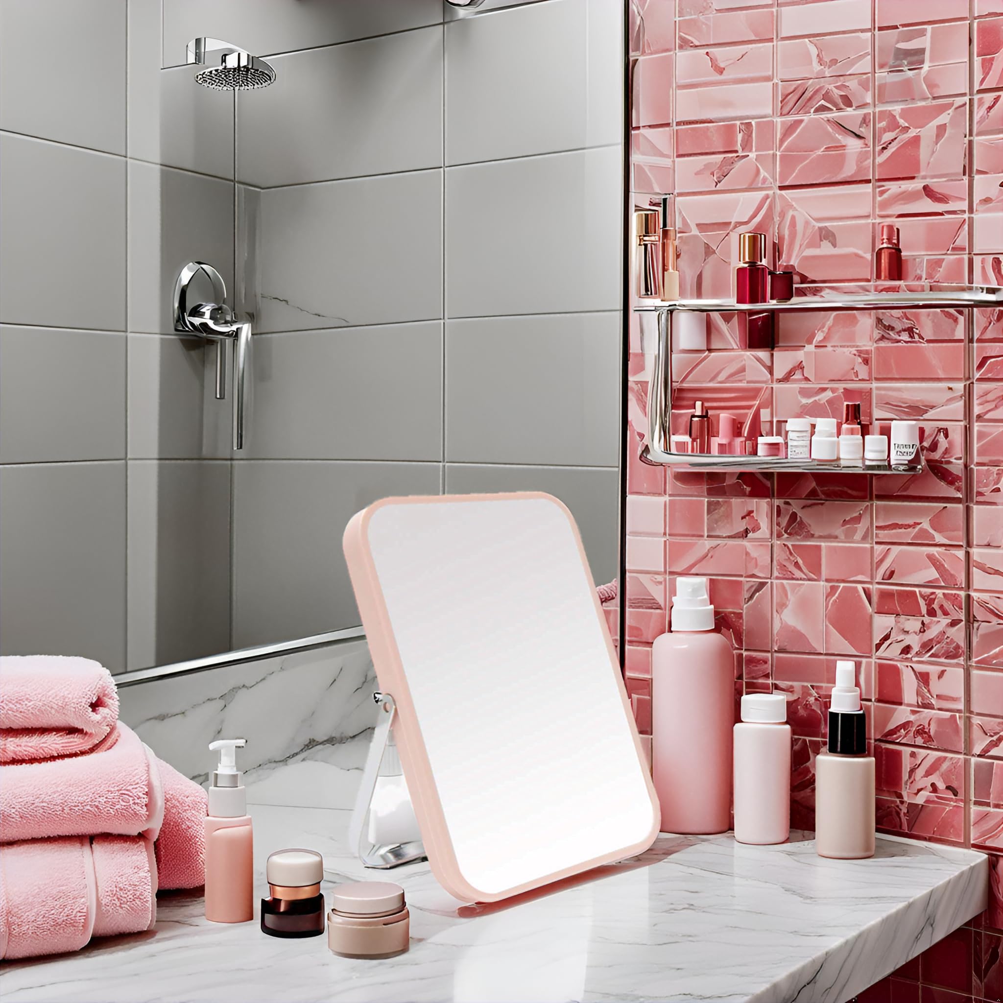 YEAKE wall mount bathroom mirror waterproof and rust resistant for shower shaving