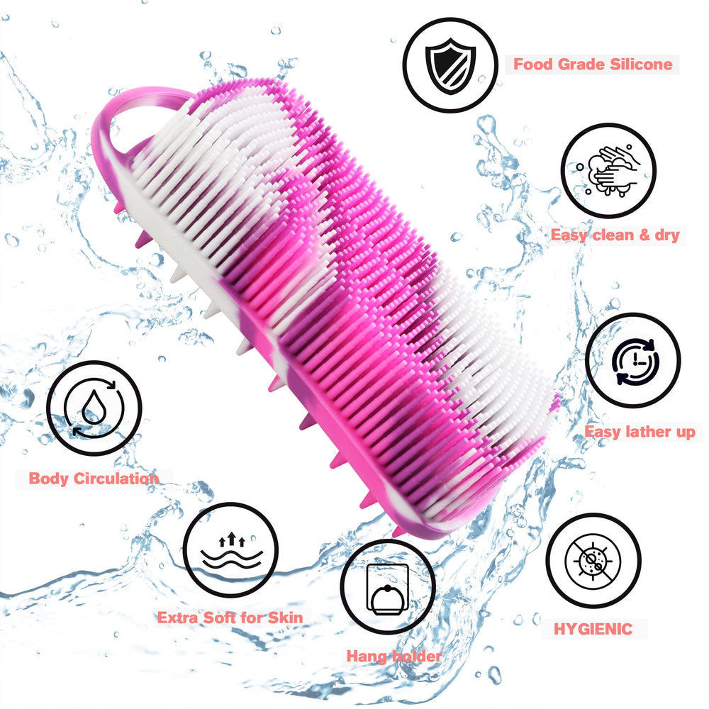 YEALIFE back of scrubber with tapered bristles for scalp massage.