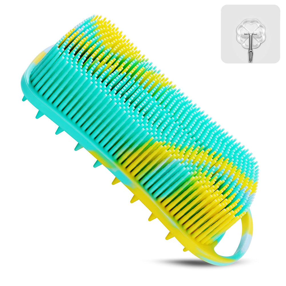 YEALIFE ergonomic handheld silicone scrubber for comfortable shower use.
