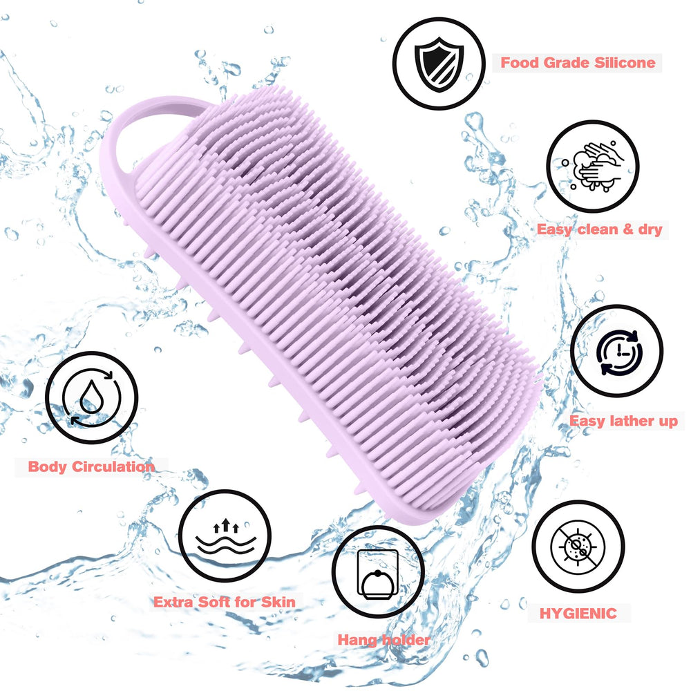 YEALIFE silicone body scrubber with ergonomic handle for comfortable cleansing during showers