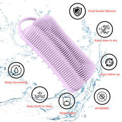YEALIFE silicone body scrubber with ergonomic handle for comfortable cleansing during showers