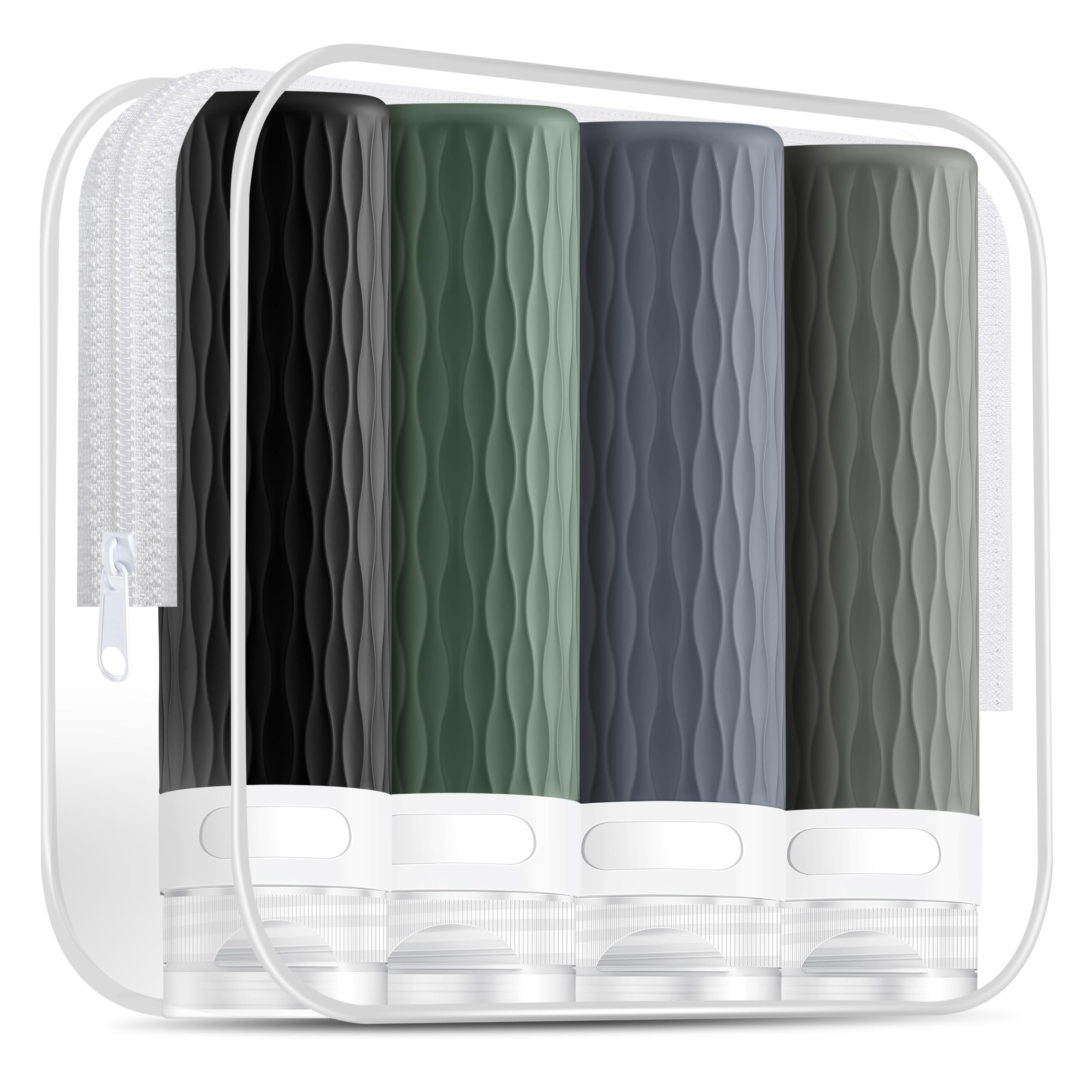 YEALIFE four-pack travel bottles with leak-proof cap for secure liquids on the go