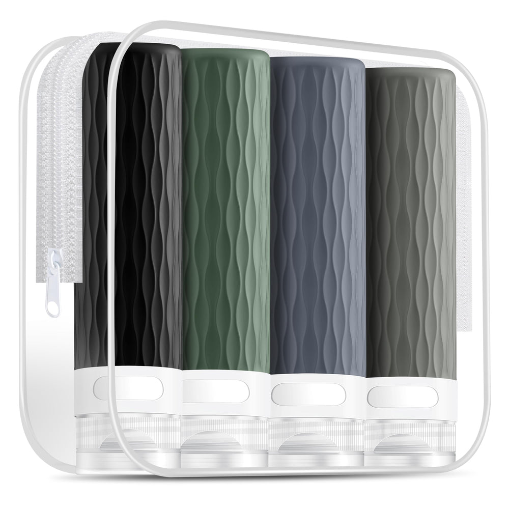 YEALIFE four-pack travel bottles with leak-proof cap for secure liquids on the go