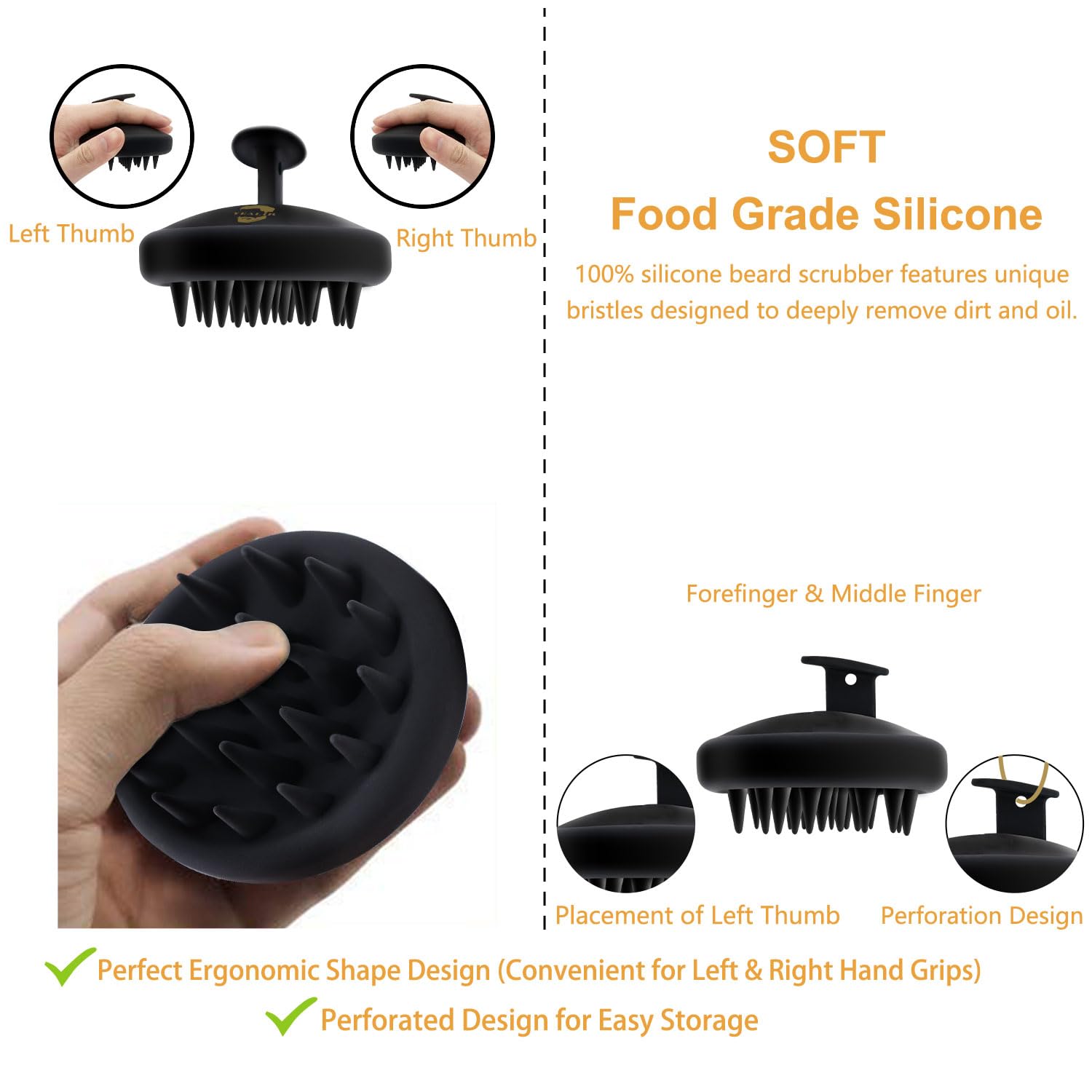 YEALIR one-piece-beard-brush: seamless and easy to clean