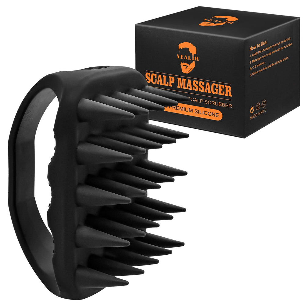 YEALIR scalp massager with silicone bristles for gentle cleansing.