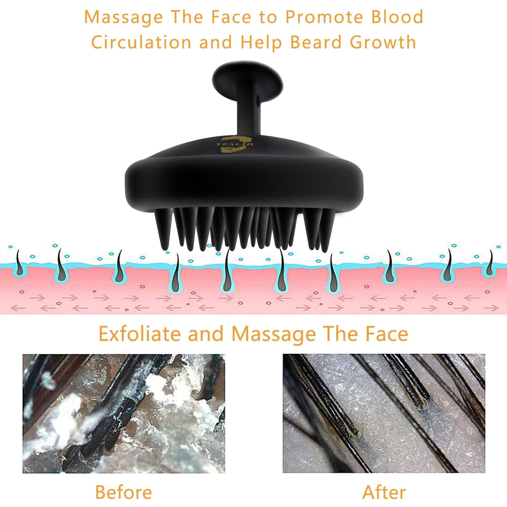 YEALIR silicone-beard-scrubber-massage: soft teeth for massaging and blood flow