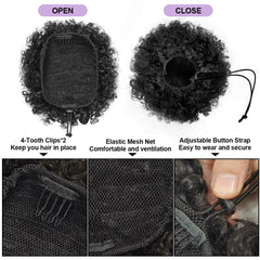 YEAME Afro Puff short kinky curly ponytail provides lightweight comfort all day.