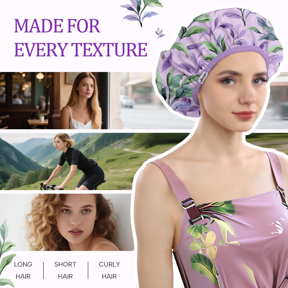 Tela impermeable mantiene el cabello seco y protegido.