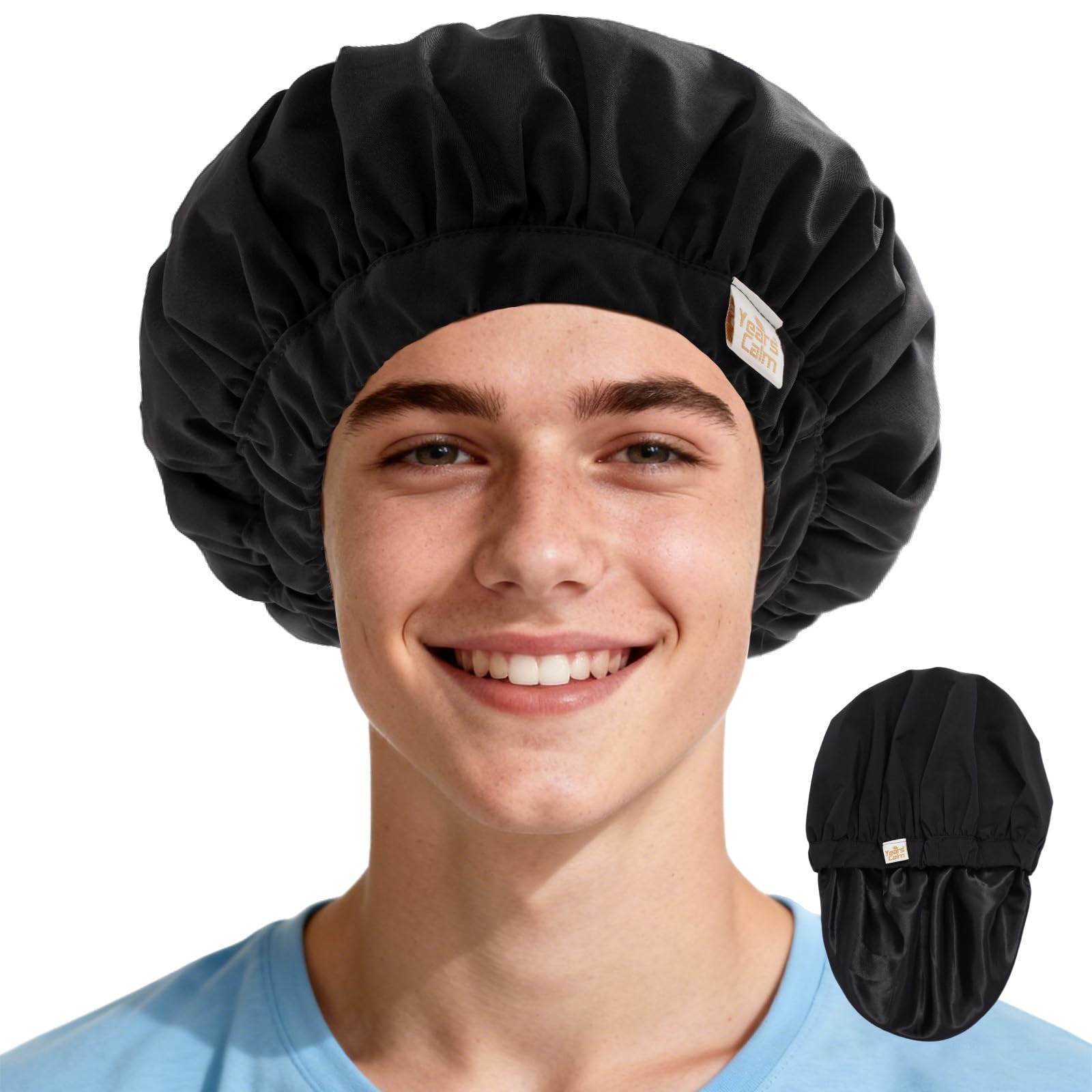 Years Calm tapa ducha hombre negra, protege el cabello durante la ducha