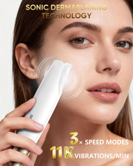 YeCheer Sonic Dermaplaning Tool shows a 3-speed dial for customizable exfoliation.