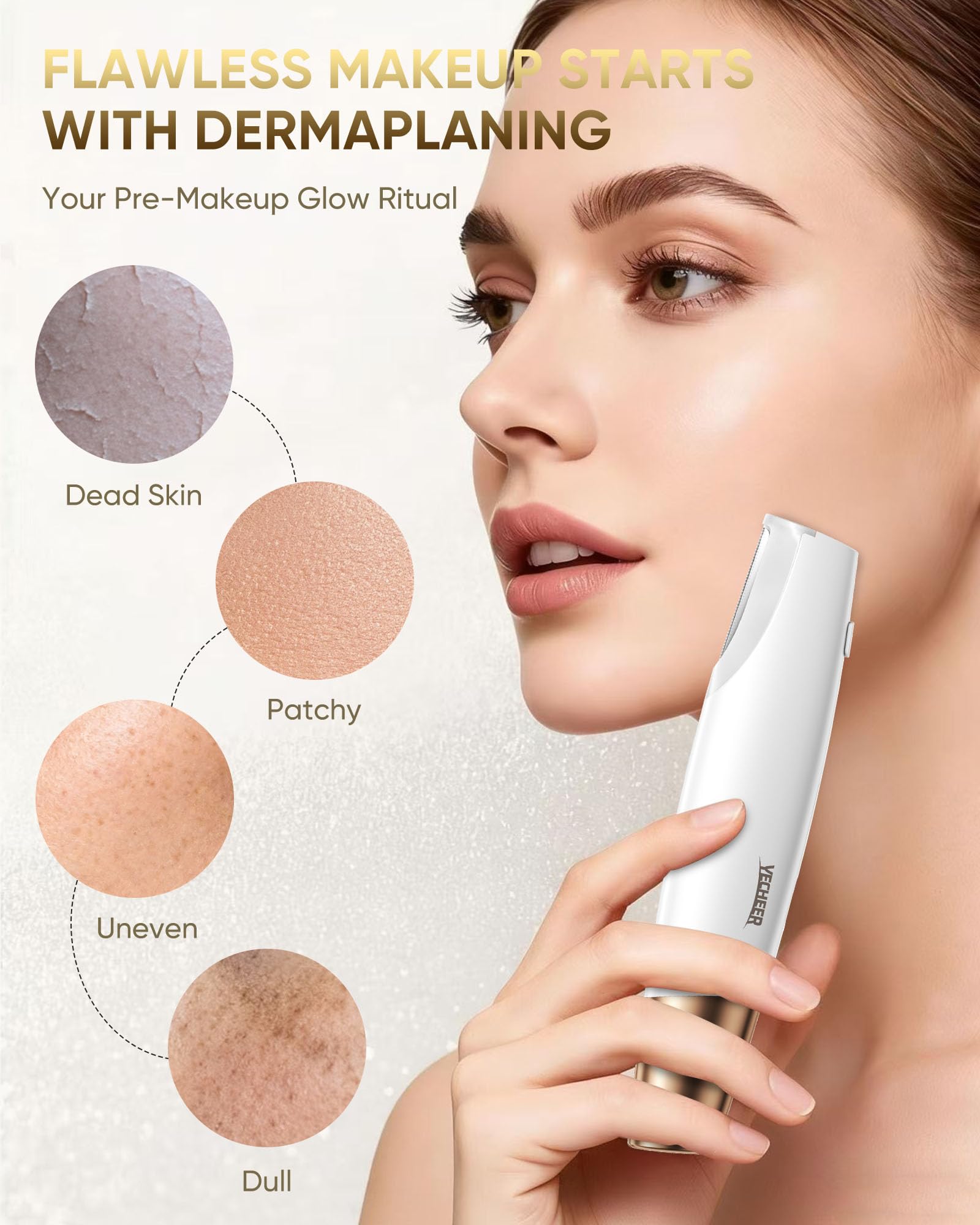 YeCheer dermaplane tool rechargeable battery enables long use between charges.