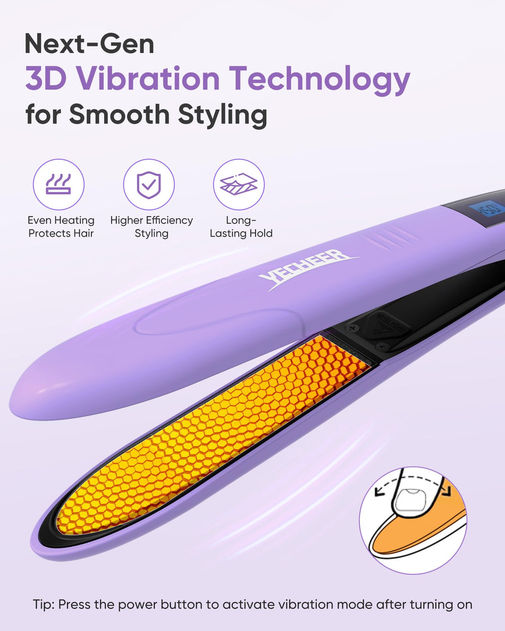 YeCheer ergonomic curved handle and long cord for comfortable styling sessions.