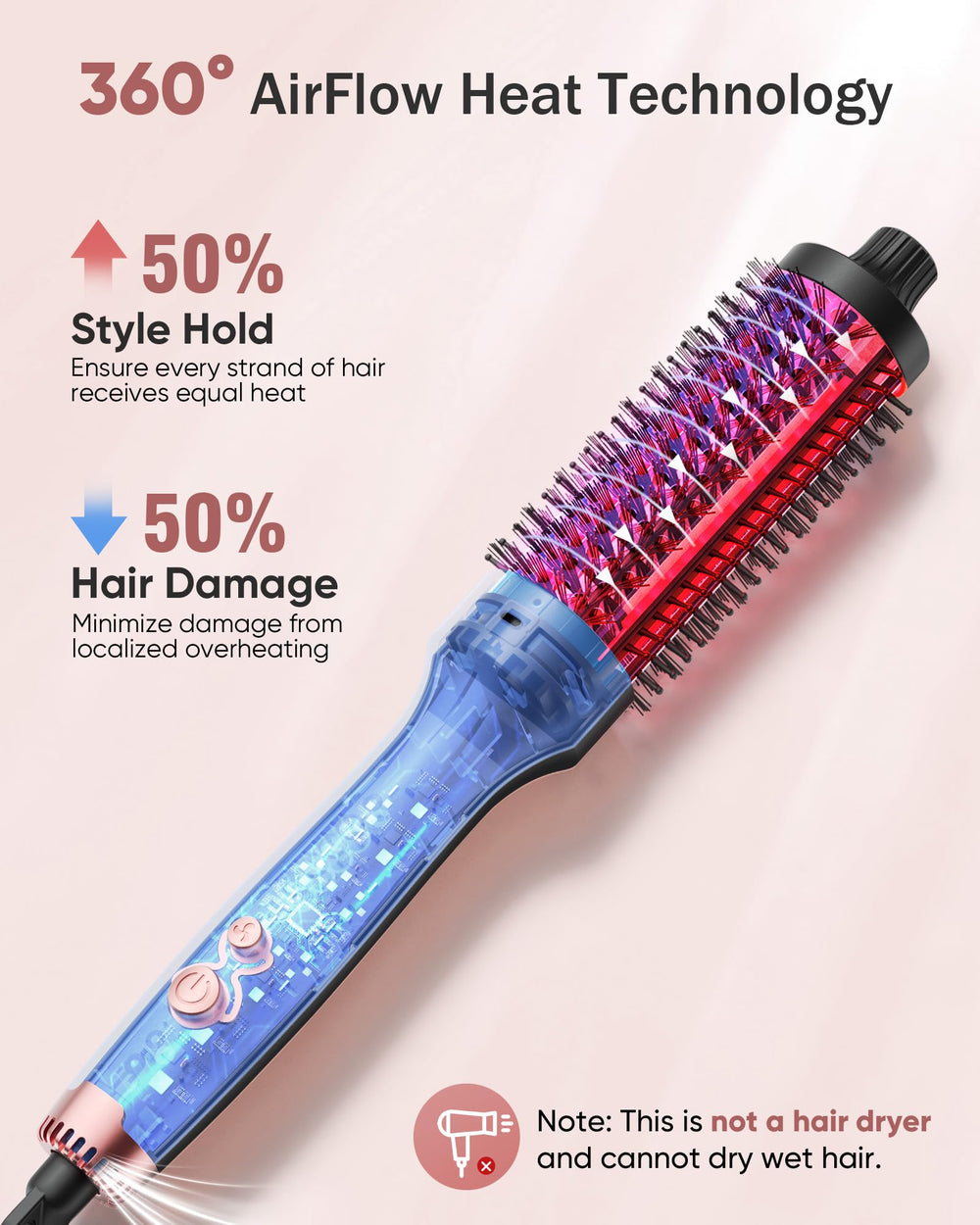 Even heat barrel with AirFlow technology on YeCheer brush