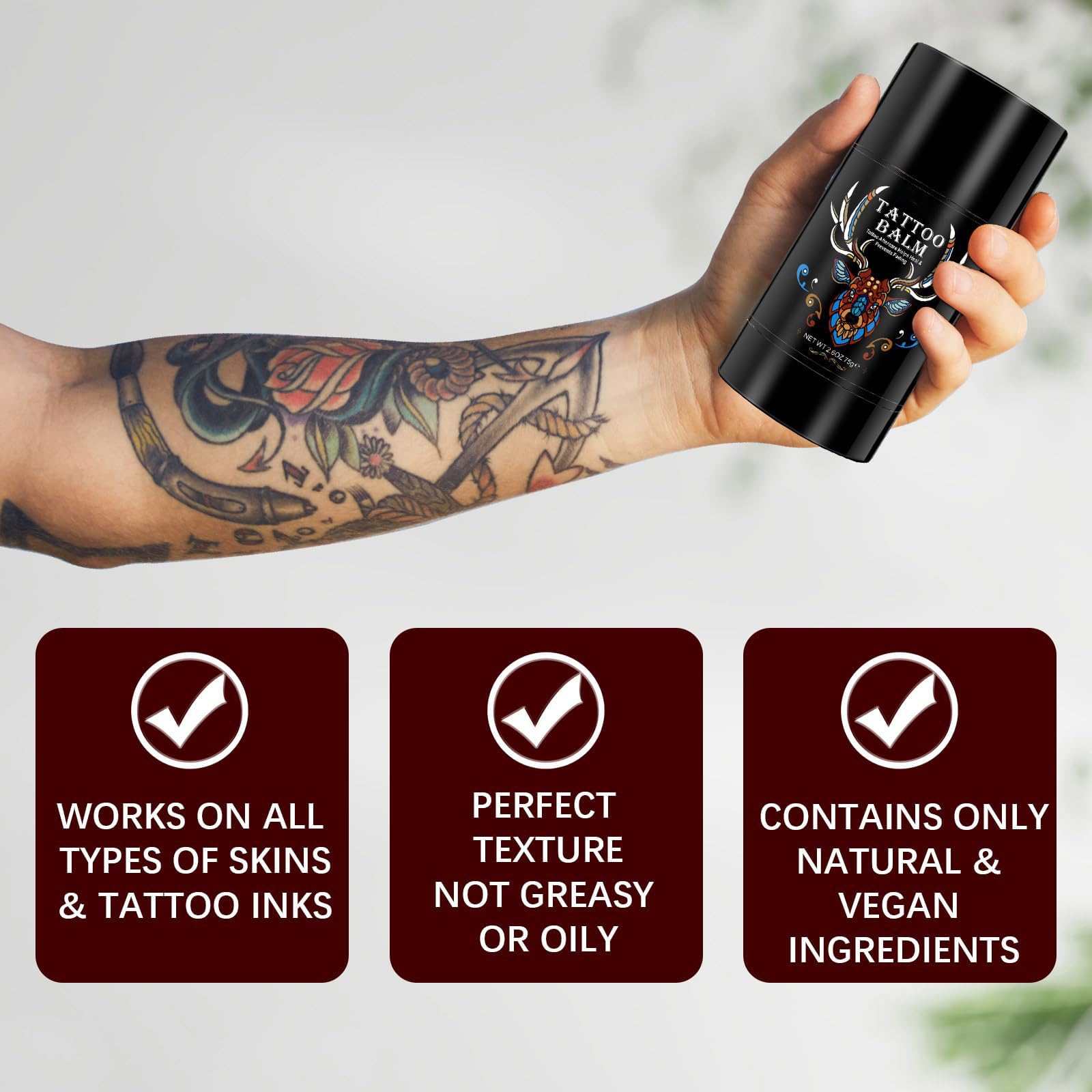 Yecuce balm on new tattoo providing deep hydration during healing.